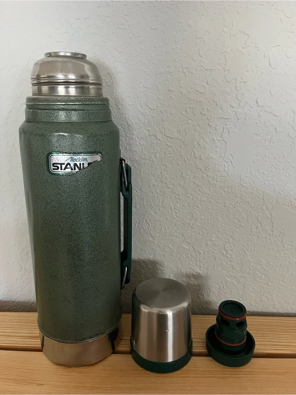 Aladdin Stanley Green Vacuum Flask Thermos Rare Vintage